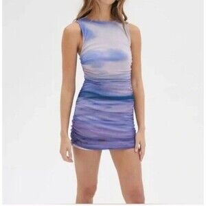 Urban Outfitters Sleeveless Mini Dress Purple Blue Gradient Print Medium